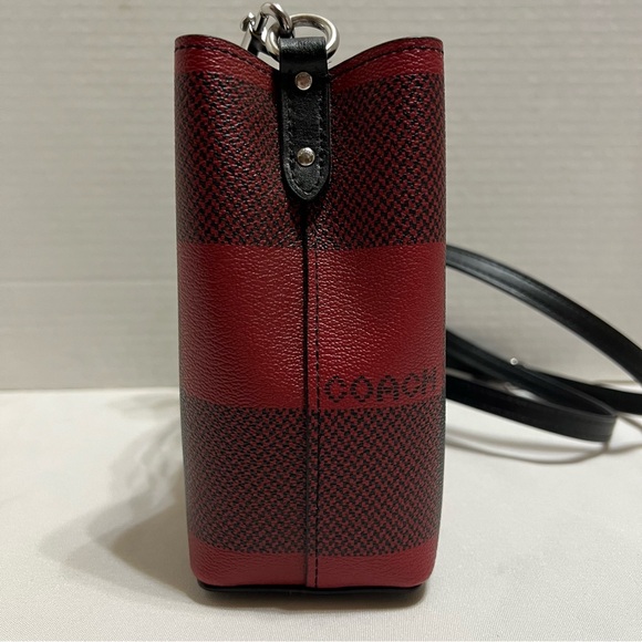 New Coach Mini Town Plaid Bucket Bag Crossbody with Card Wallet - Picture 5 of 16